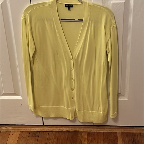 Talbots Soft Yellow-Green Cardigan Sweater/Size XS/Cotton and Rayon with tee. - Picture 2 of 6